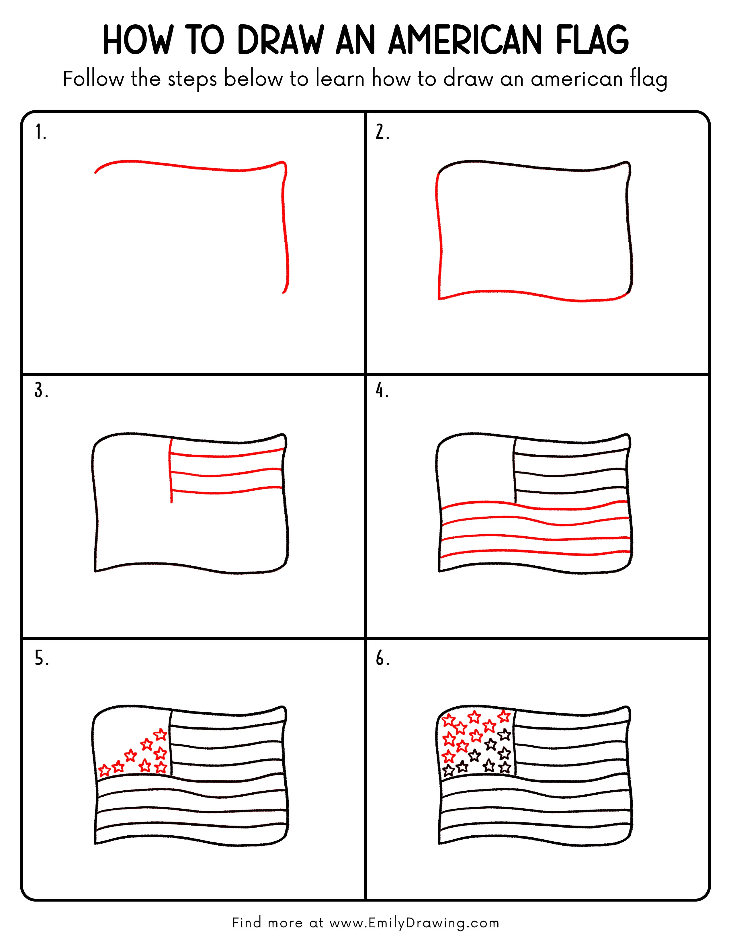 Printable American Flag Drawing Guide